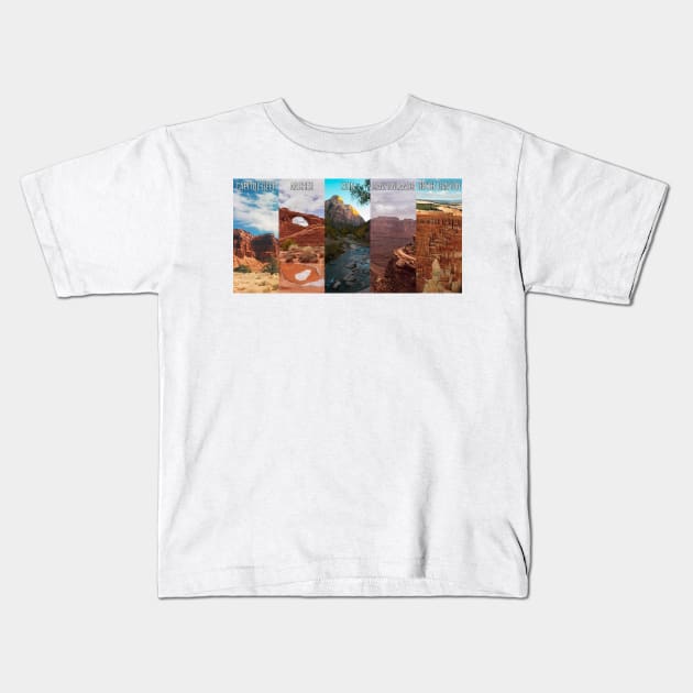 Utah National Parks Kids T-Shirt by stermitkermit